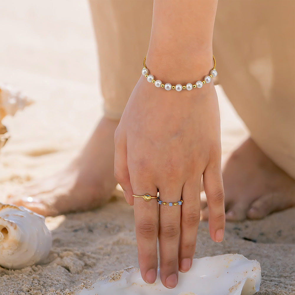 925 Sterling Silver Pearl Bracelet Fashion Jewelry Gift for Women Girls