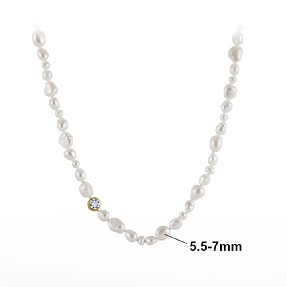 925 Sterling Silver Natural Pearl Necklace Fashion Jewelry Gift for Women Girls