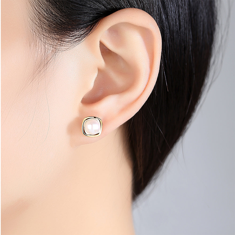 925 Sterling Silver Natural Pearl Stud Earrings Fashion Jewelry Gift for Women Girls