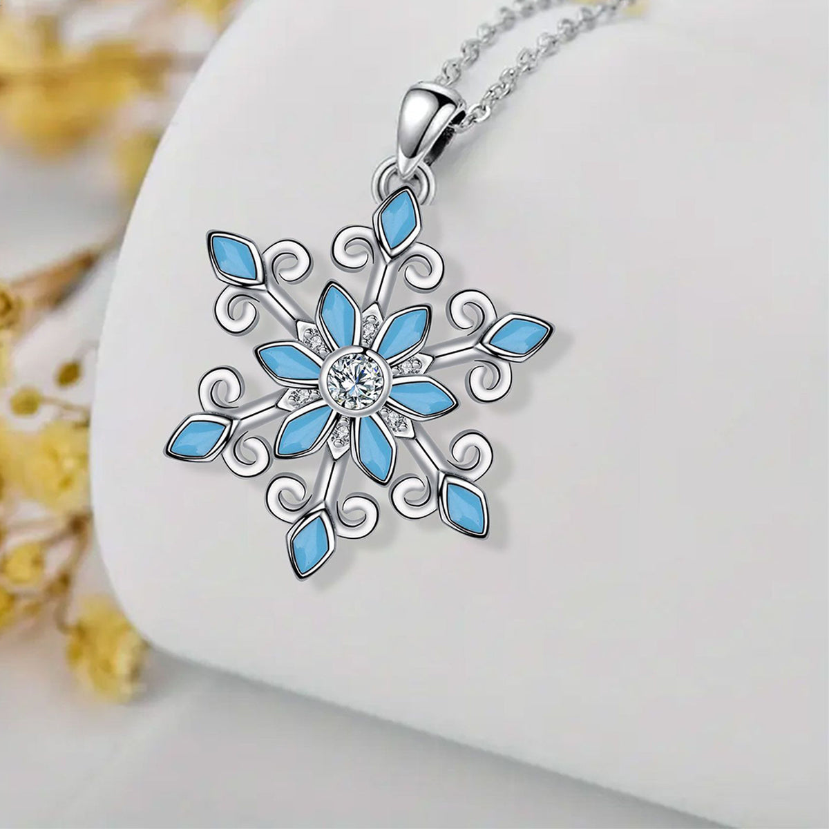 Copper With Silver Plated Snowflake Pendant Necklace