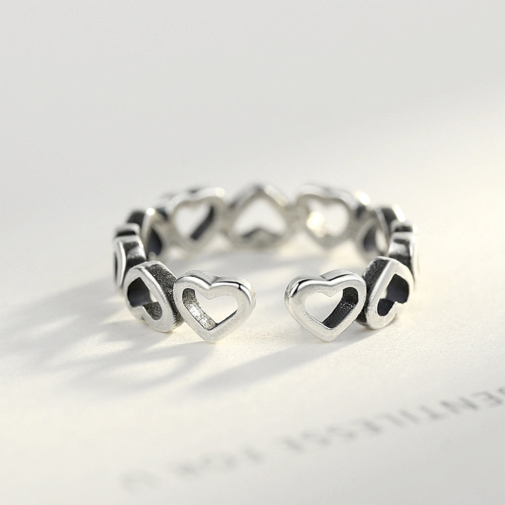 925 Sterling Silver Heart Ring Fashion Jewelry Gift for Women Girls