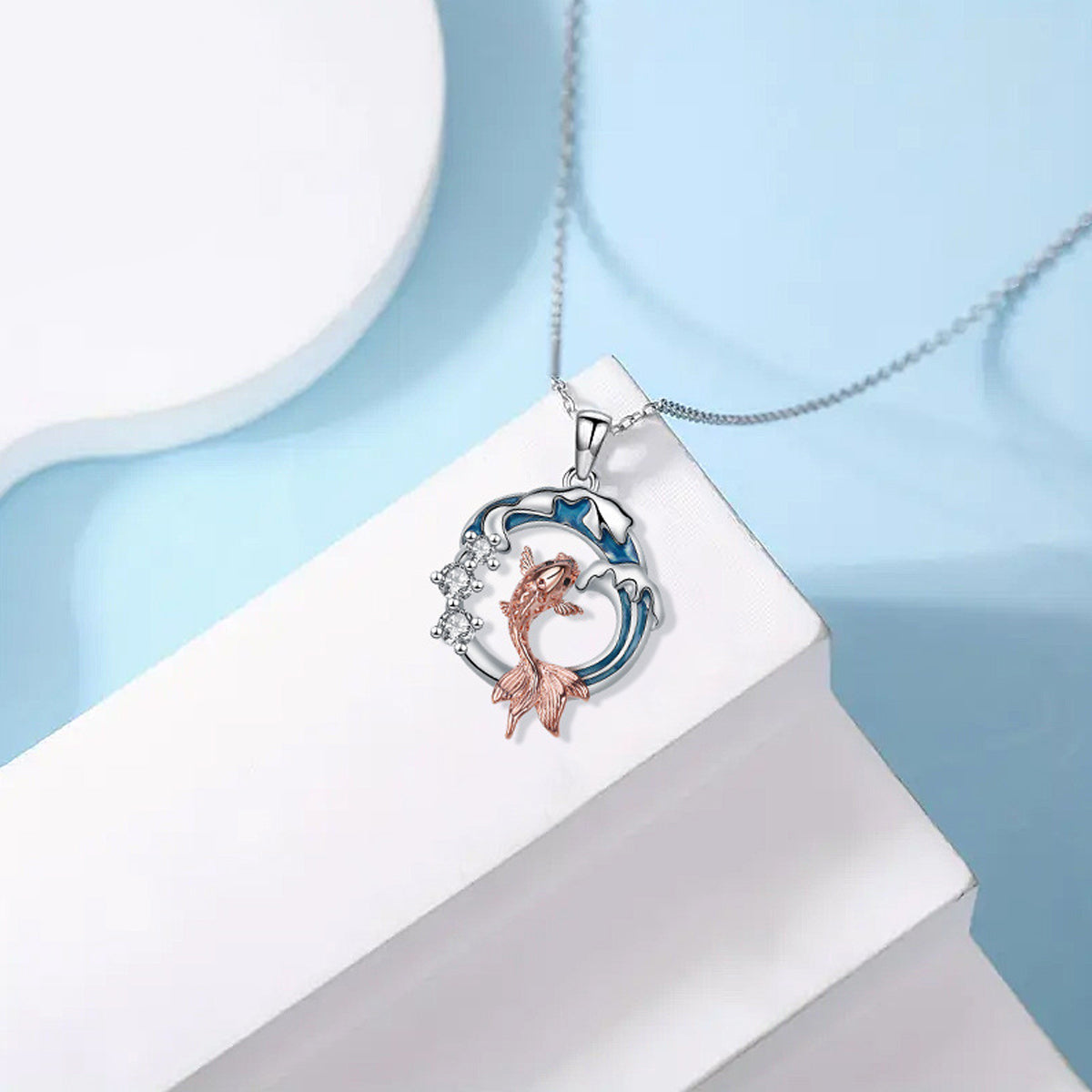 Copper With Silver/Rosegold Plated Fish Pendant Necklace