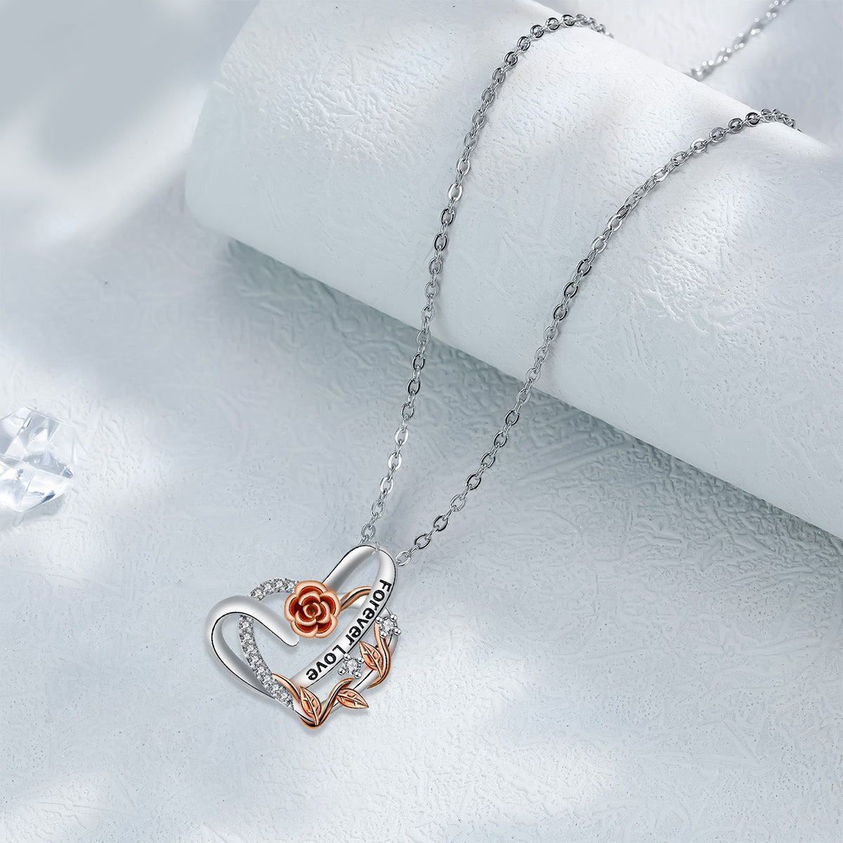 Copper With Silver/Rosegold Plated Heart Pendant Necklace