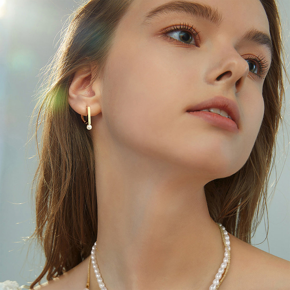 Pendientes de perlas naturales de plata de ley 925, joyería de moda, regalo para mujeres y niñas.