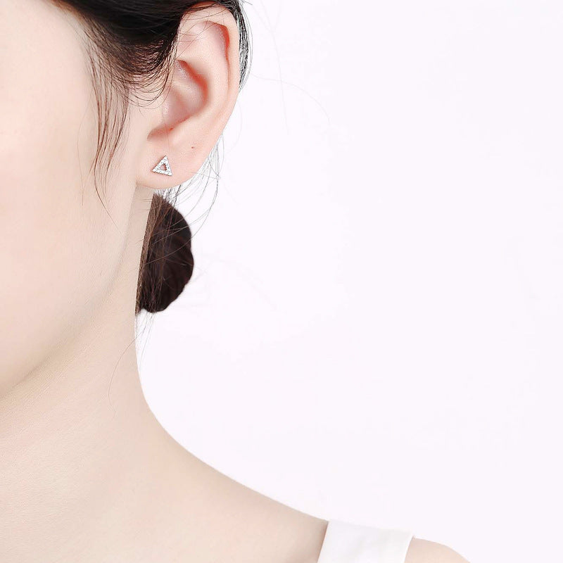 925 Sterling Silver Triangle Screw Back Stud Earrings