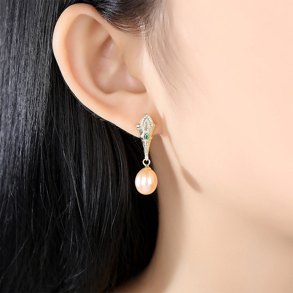 925 Sterling Silver Natural Pearl Drop Earrings Fashion Jewelry Gift for Women Girls