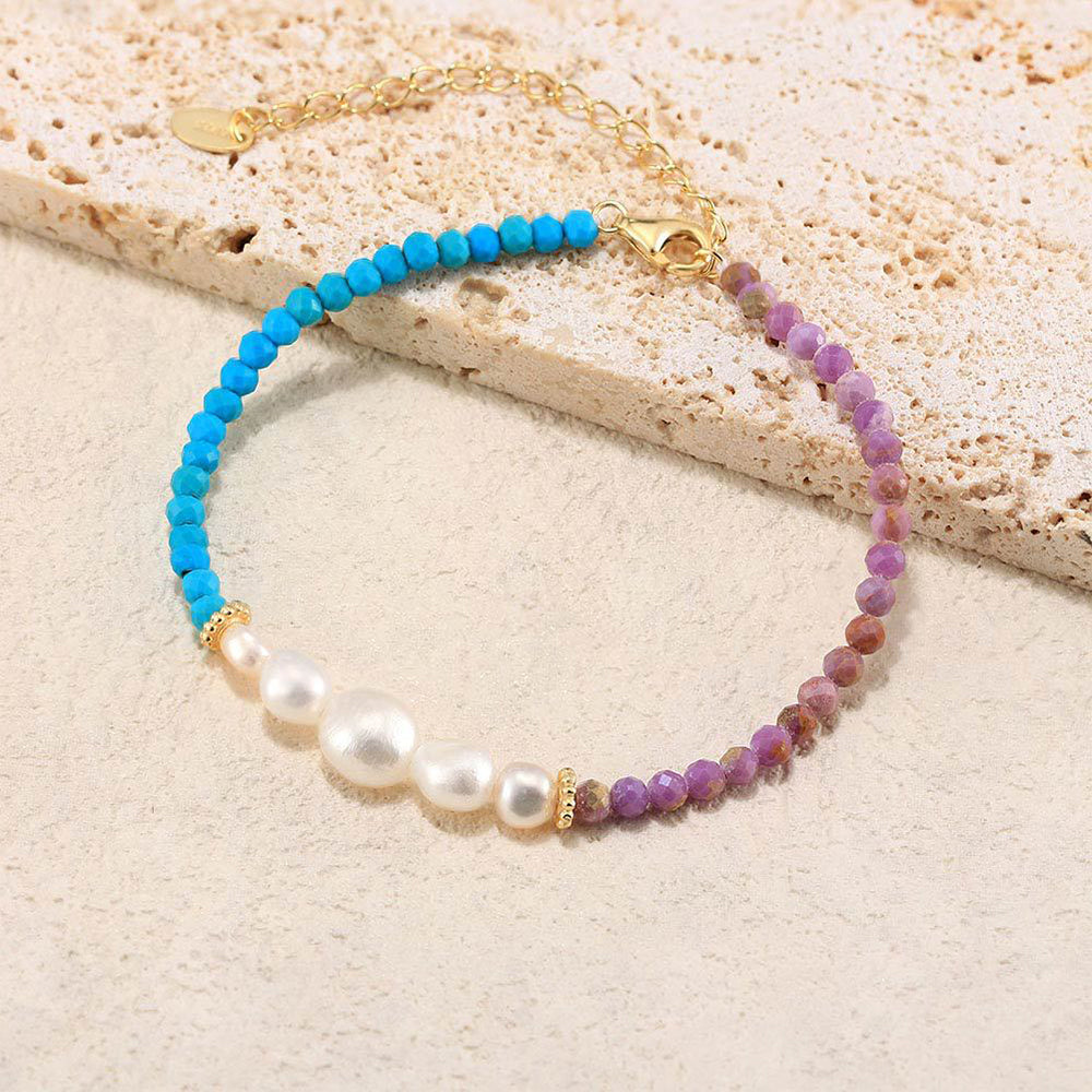 925 Sterling Silver Pearl Bracelet Fashion Jewelry Gift for Women Girls