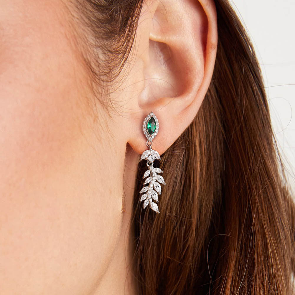 925 Sterling Silver Long Zircon Earrings