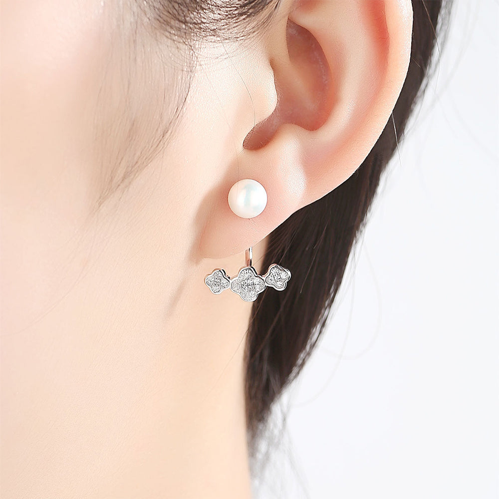 925 Sterling Silver Natural Pearl Drop Earrings Fashion Jewelry Gift for Women Girls