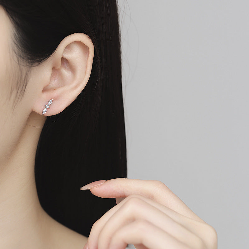925 Sterling Silver Zircon Screw Back Stud Earrings