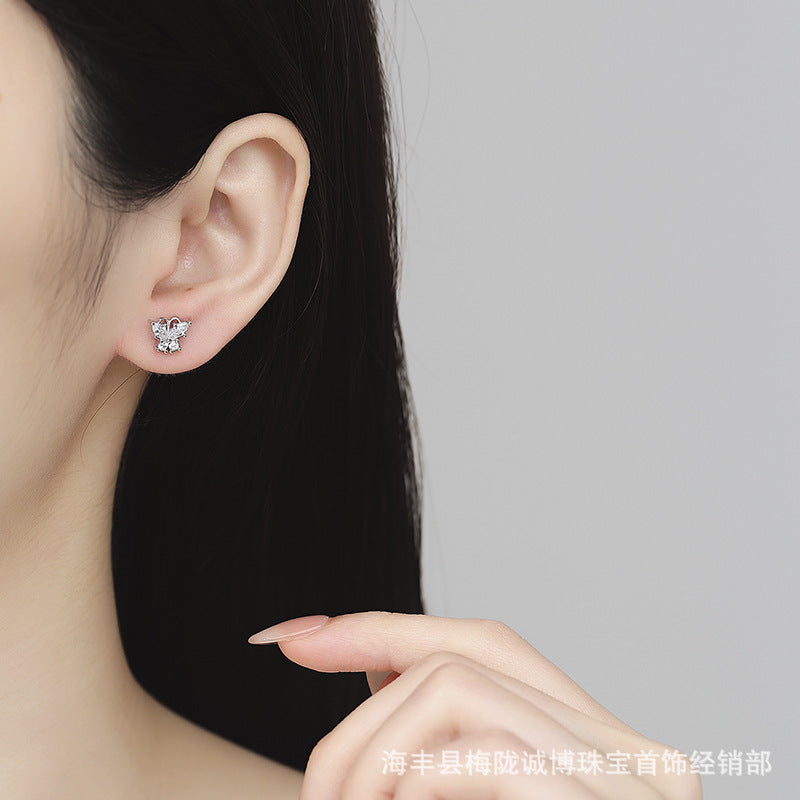 925 Sterling Silver Butterfly Screw Back Stud Earrings