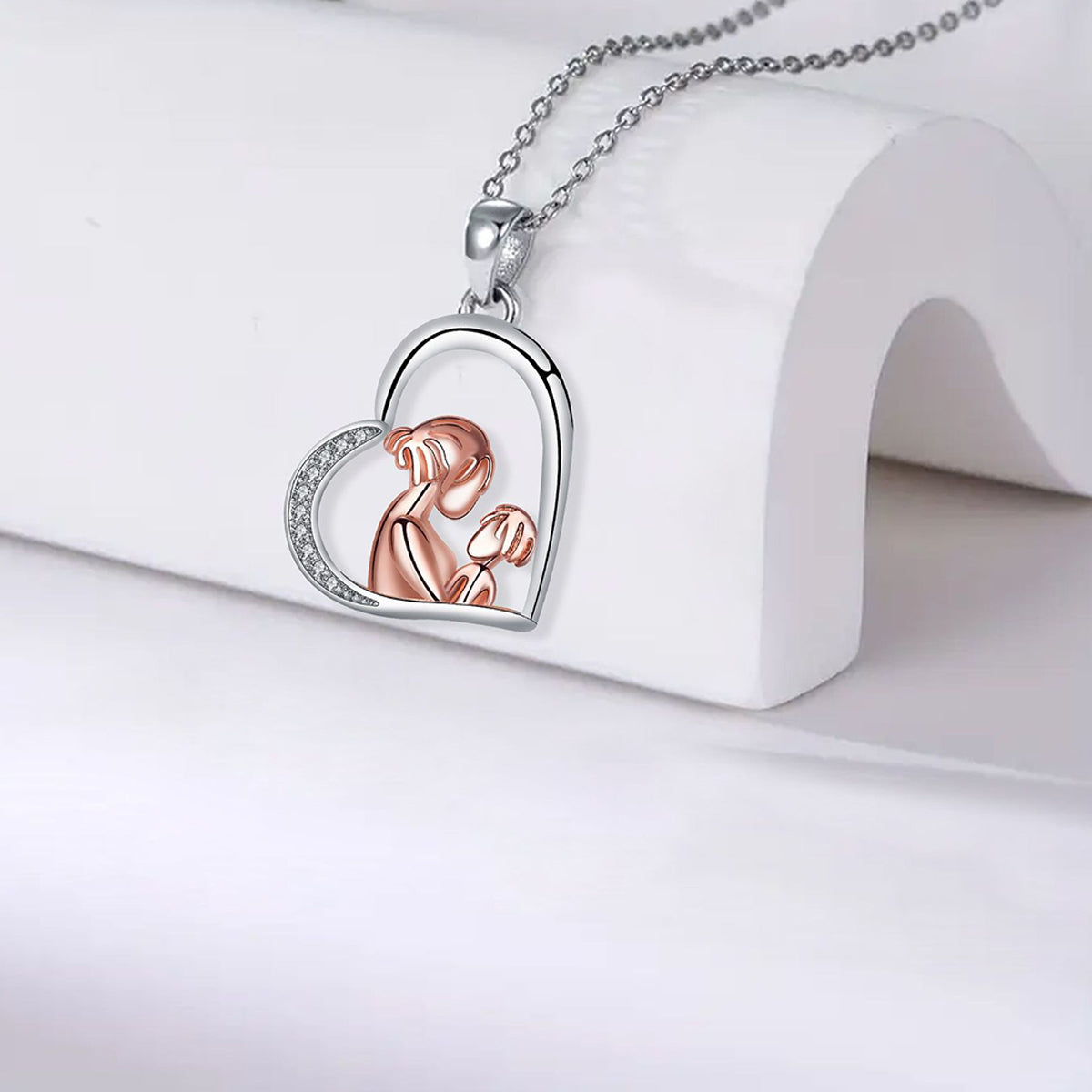 Copper With Silver/Rosegold Plated Heart Pendant Necklace