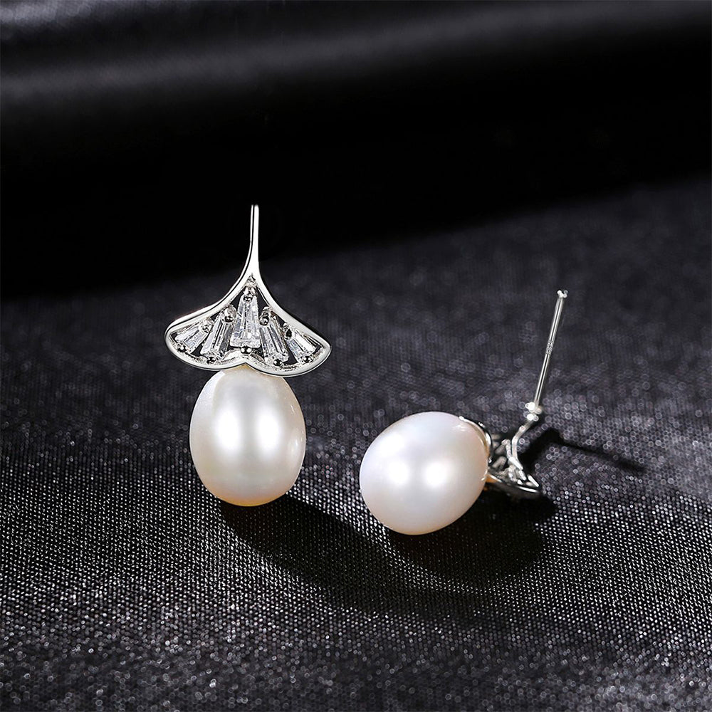 925 Sterling Silver Natural Pearl Drop Earrings Fashion Jewelry Gift for Women Girls