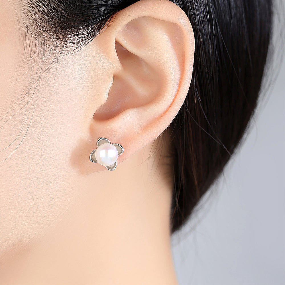 925 Sterling Silver Natural Pearl Drop Earrings Fashion Jewelry Gift for Women Girls