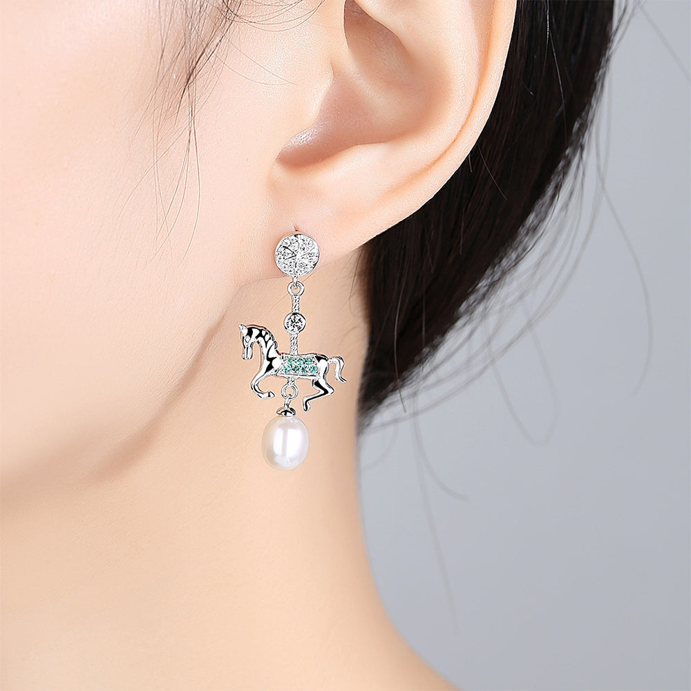 Pendientes largos de perla natural en plata de ley 925, joyería de moda, regalo para mujeres y niñas.