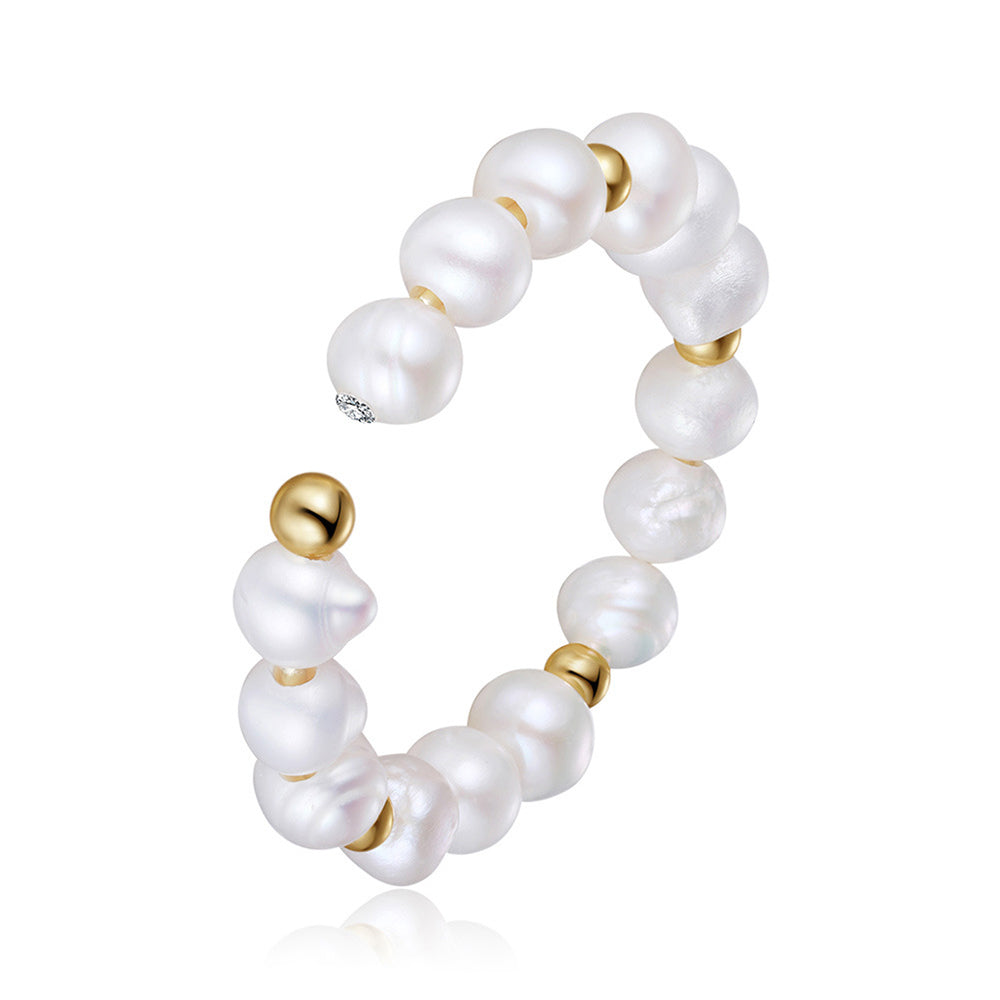 Anillo de perla natural de plata de ley 925, joyería de moda, regalo para mujeres y niñas.