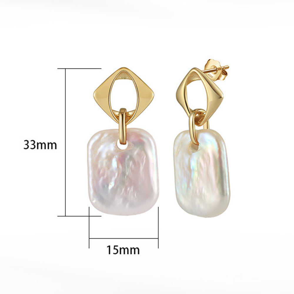 925 Sterling Silver Natural Pearl Earrings Fashion Jewelry Gift for Women Girl