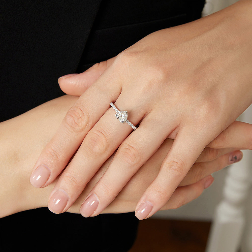 925 Sterling Silver Heart Ring Fashion Jewelry Gift for Women Girls