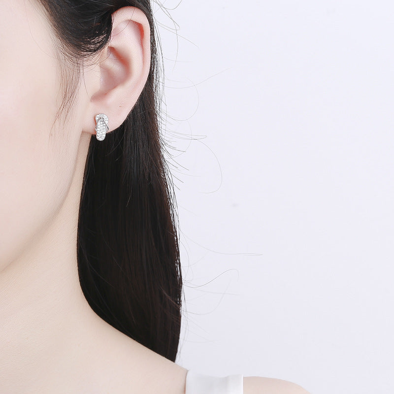 925 Sterling Silver Slippers Screw Back Stud Earrings