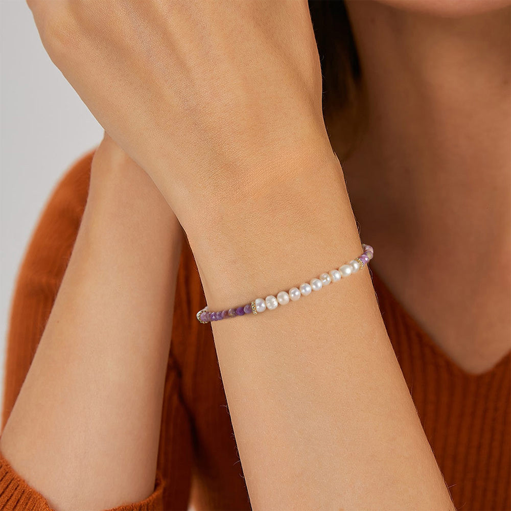 925 Sterling Silver Pearl Bracelet Fashion Jewelry Gift for Women Girls