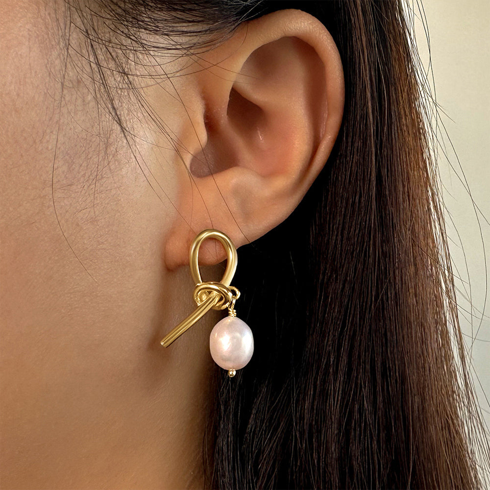 925 Sterling Silver Natural Pearl Earrings Fashion Jewelry Gift for Women Girl