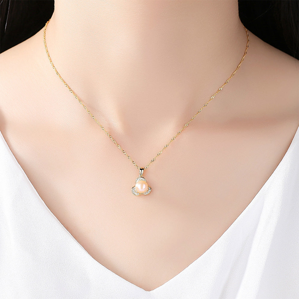 925 Sterling Silver Natural Pearl Drop Necklace Fashion Jewelry Gift for Women Girls