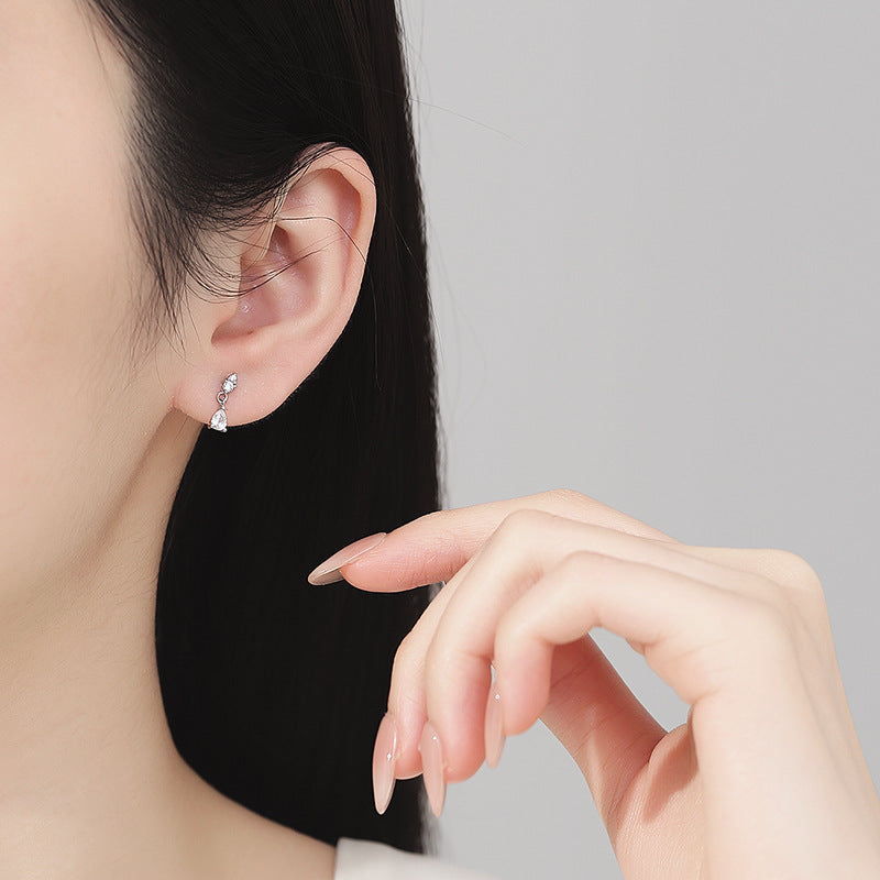 925 Sterling Silver Zircon Screw Back Stud Earrings