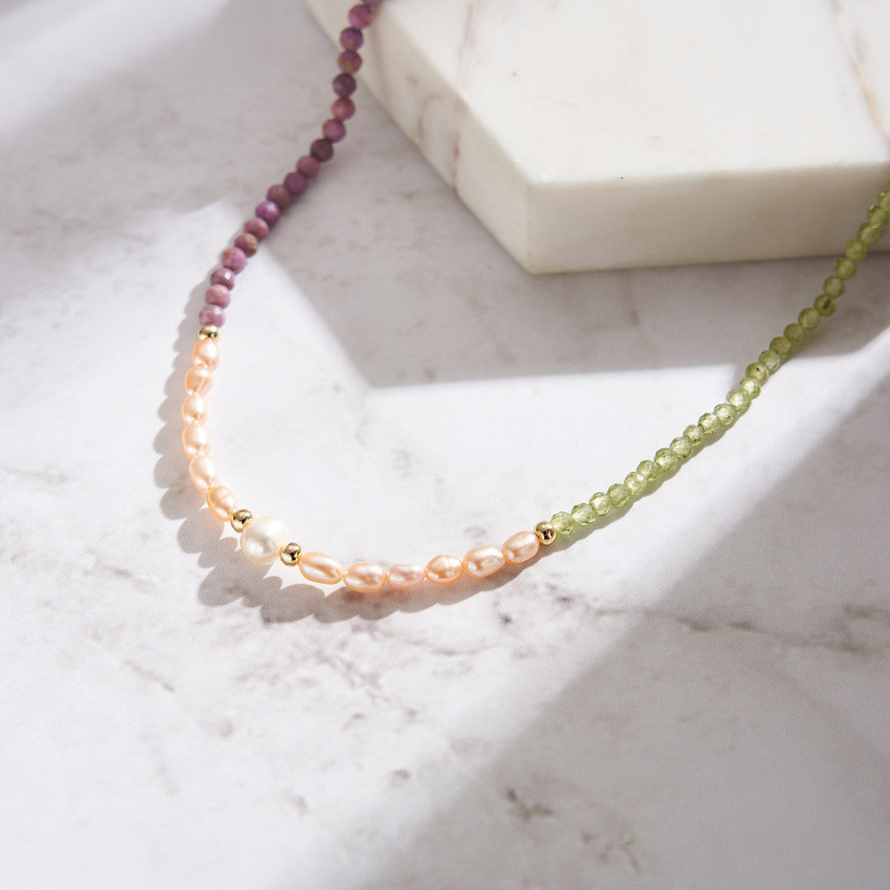 925 Sterling Silver Natural Pearl Necklace Fashion Jewelry Gift for Women Girls
