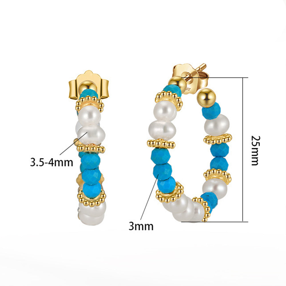 925 Sterling Silver Natural Pearl Earrings Fashion Jewelry Gift for Women Girl