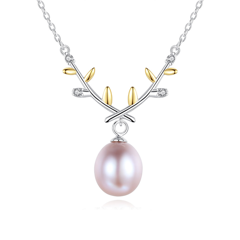 925 Sterling Silver Natural Pearl Drop Necklace Fashion Jewelry Gift for Women Girls
