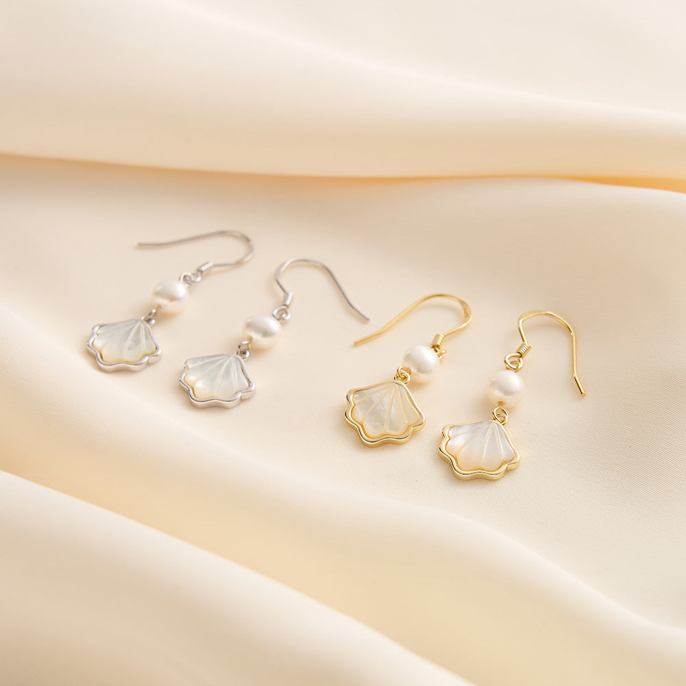 925 Sterling Silver Natural Pearl Earrings Fashion Jewelry Gift for Women Girl