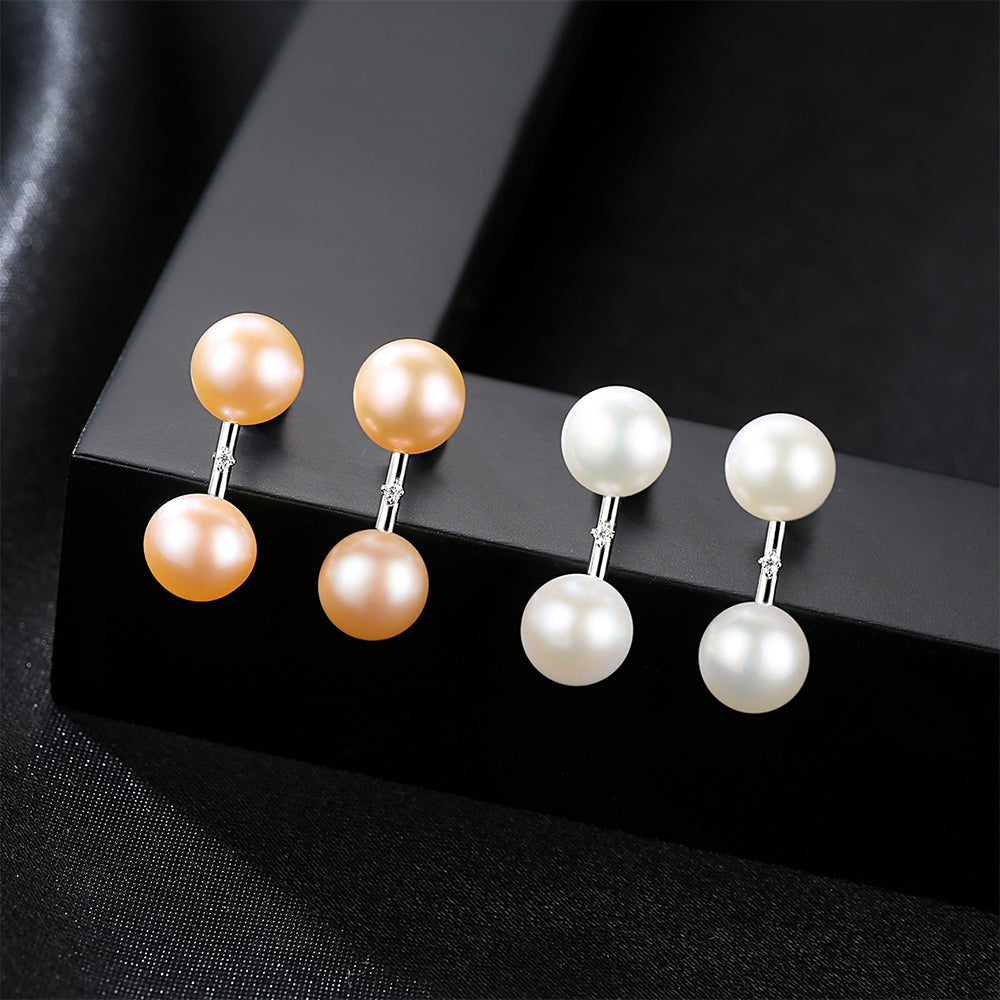 925 Sterling Silver Natural Pearl Long Drop Earrings Fashion Jewelry Gift for Women Girls