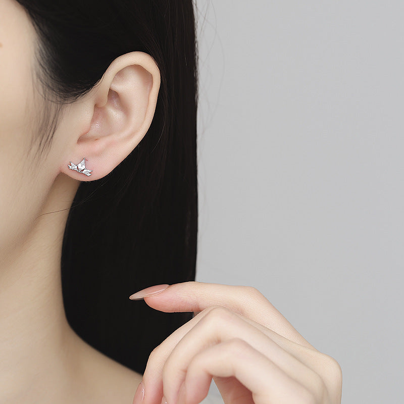 925 Sterling Silver Zircon Screw Back Stud Earrings