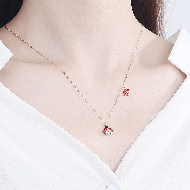 925 Sterling Silver Fashion Cute Bug Necklace