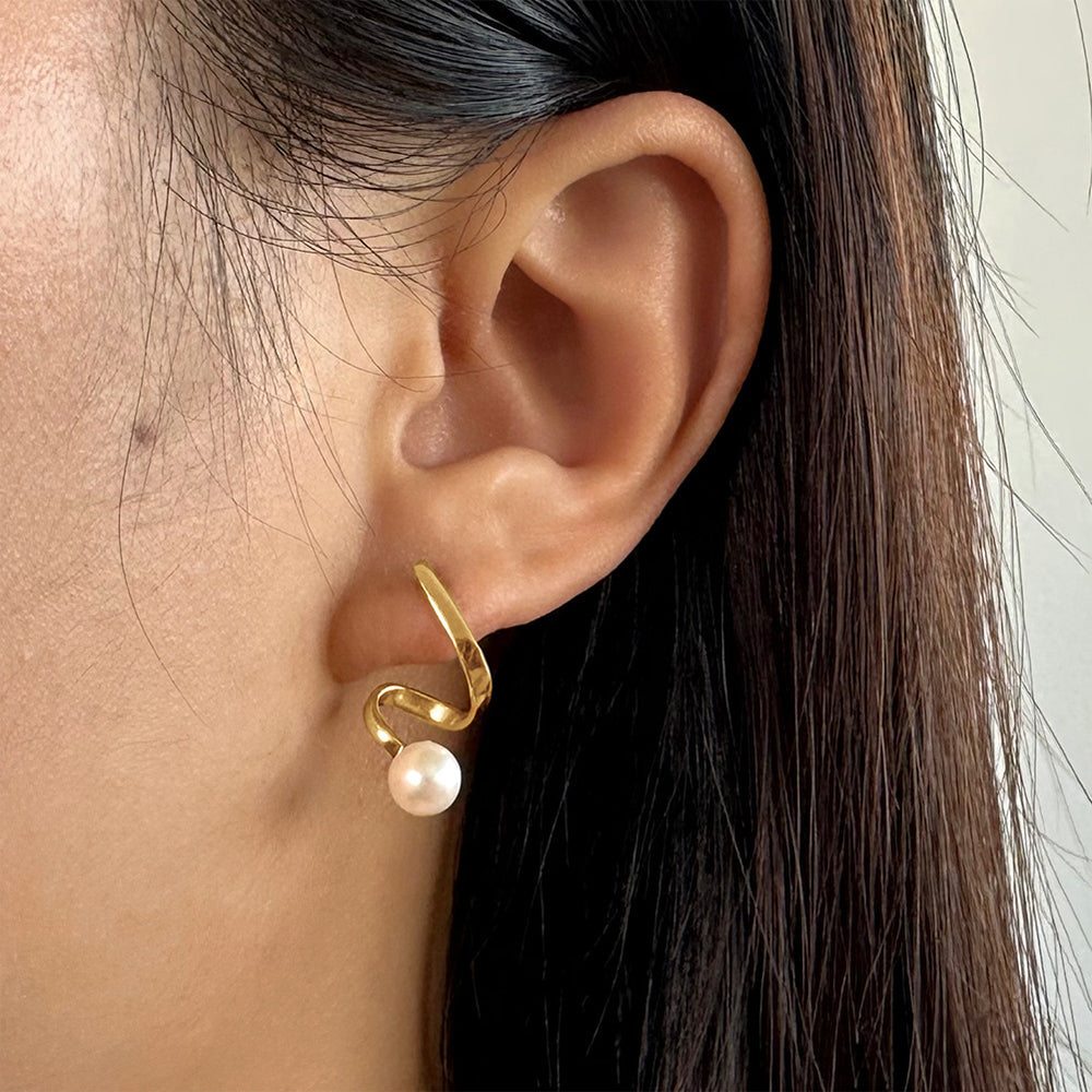 925 Sterling Silver Natural Pearl Earrings Fashion Jewelry Gift for Women Girl