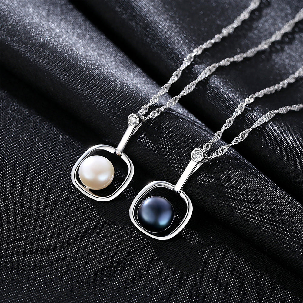 925 Sterling Silver Natural Pearl Drop Necklace Fashion Jewelry Gift for Women Girls