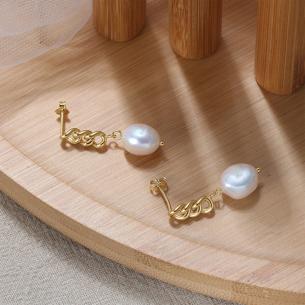 Pendientes de perlas naturales de plata de ley 925, joyería de moda, regalo para mujeres y niñas.