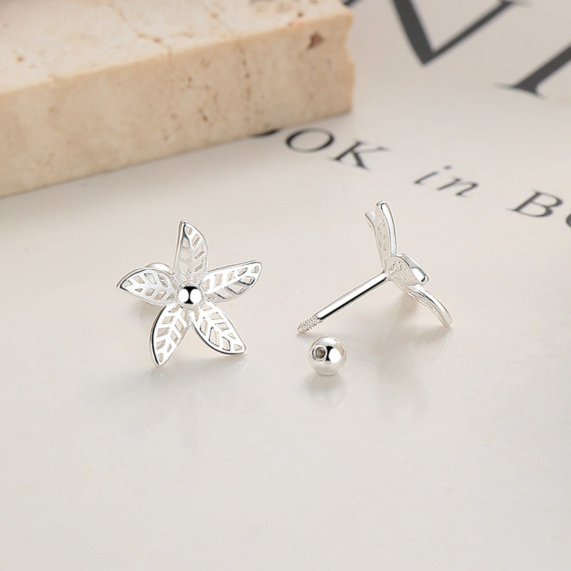 925 Sterling Silver Star Screwed Earrings
