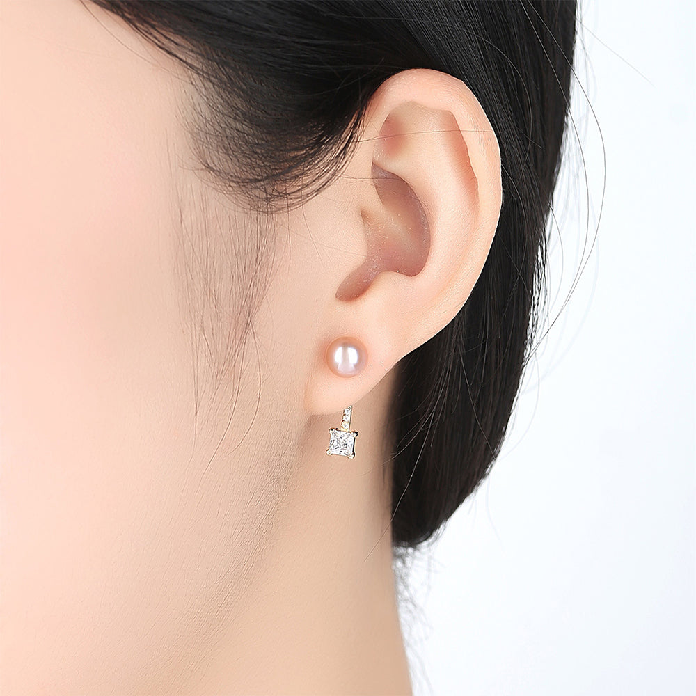 925 Sterling Silver Natural Pearl Drop Earrings Fashion Jewelry Gift for Women Girls