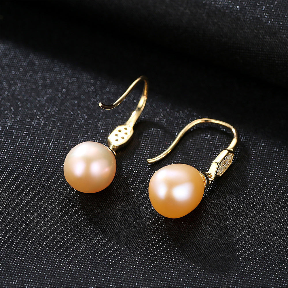 Pendientes colgantes de perla natural de plata de ley 925, joyería de moda, regalo para mujeres y niñas.