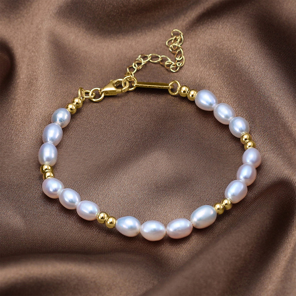 925 Sterling Silver Pearl Bracelet Fashion Jewelry Gift for Women Girls
