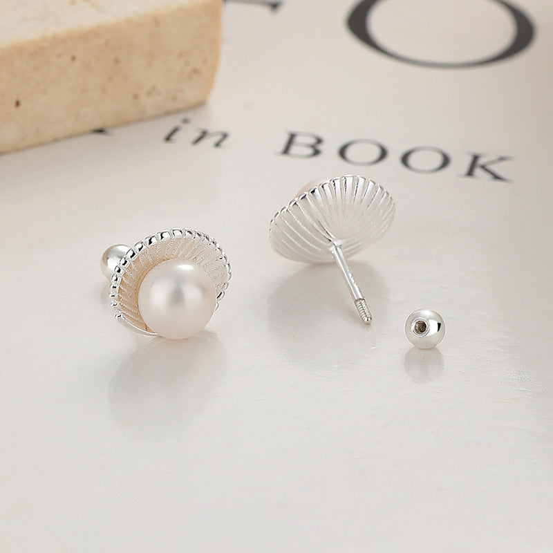 925 Sterling Silver Pearl Screwed Earrings