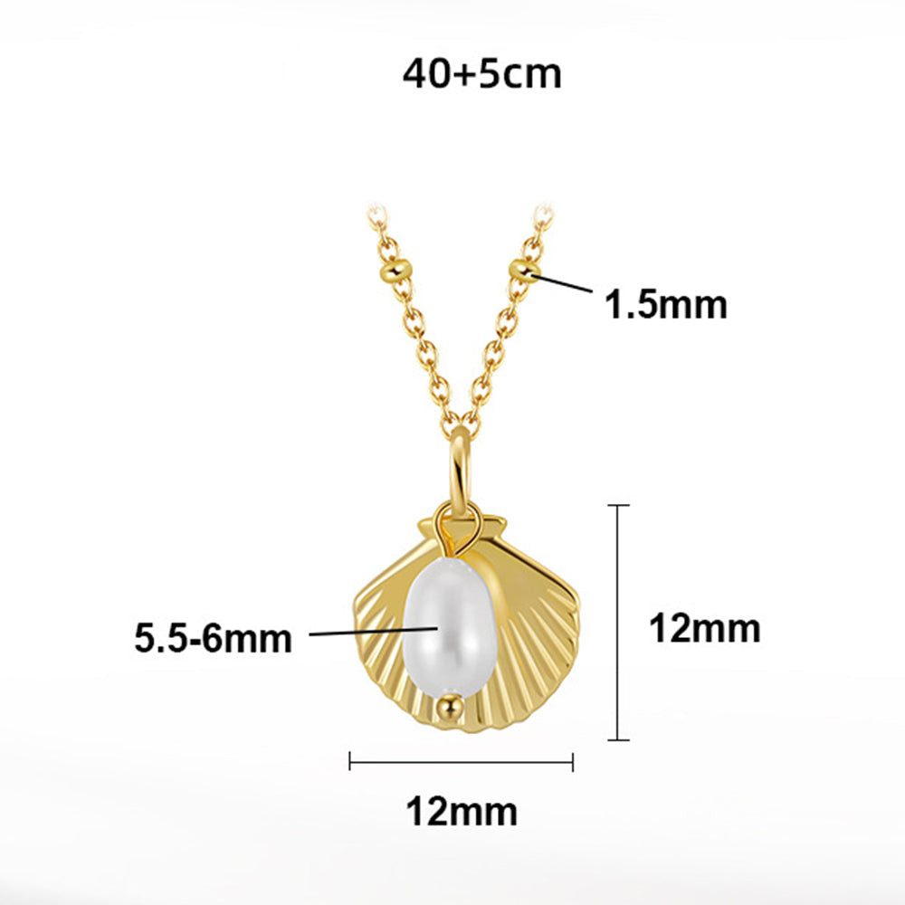 925 Sterling Silver Natural Pearl Necklace Fashion Jewelry Gift for Women Girls