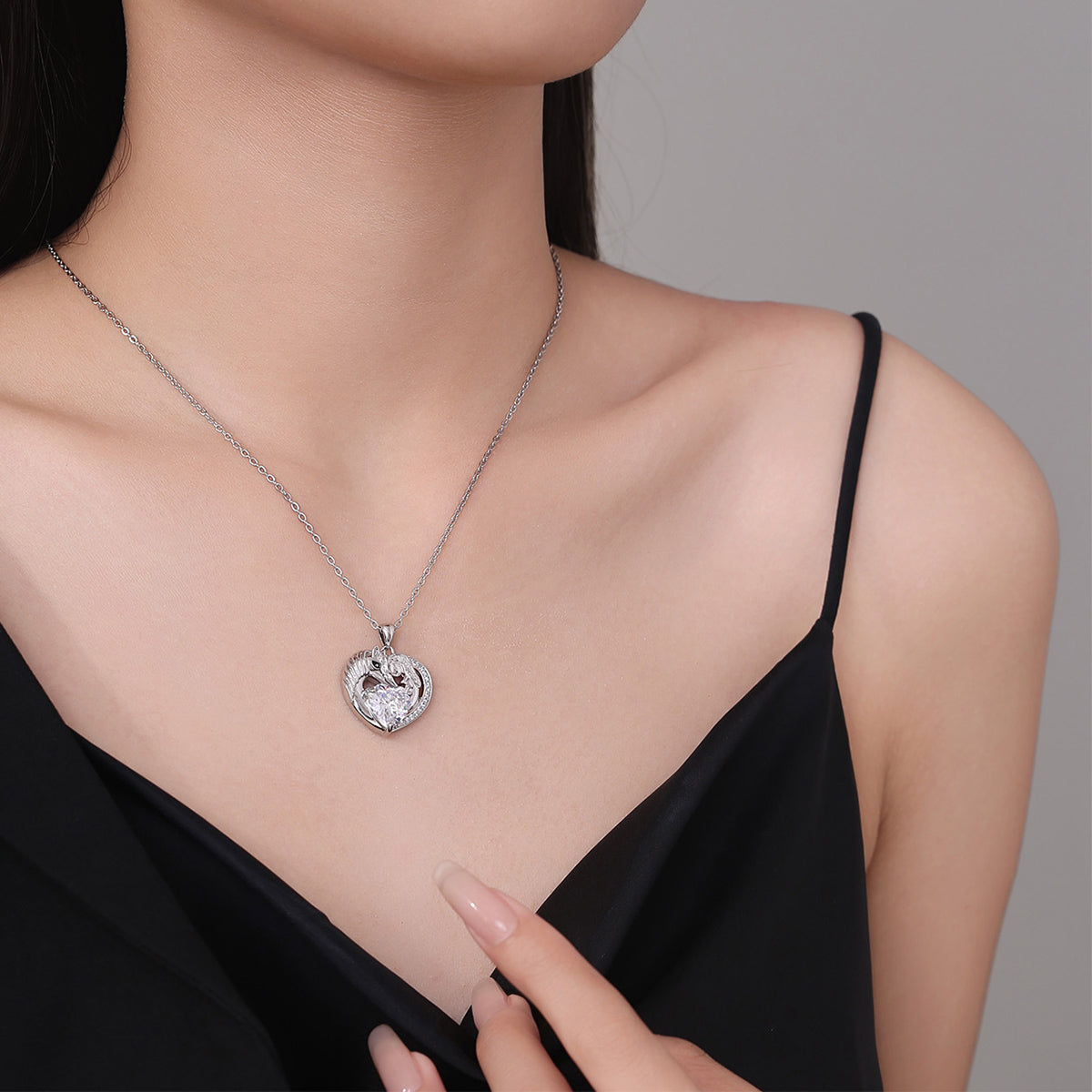 Copper With Silver Plated Heart Pendant Necklace for Women