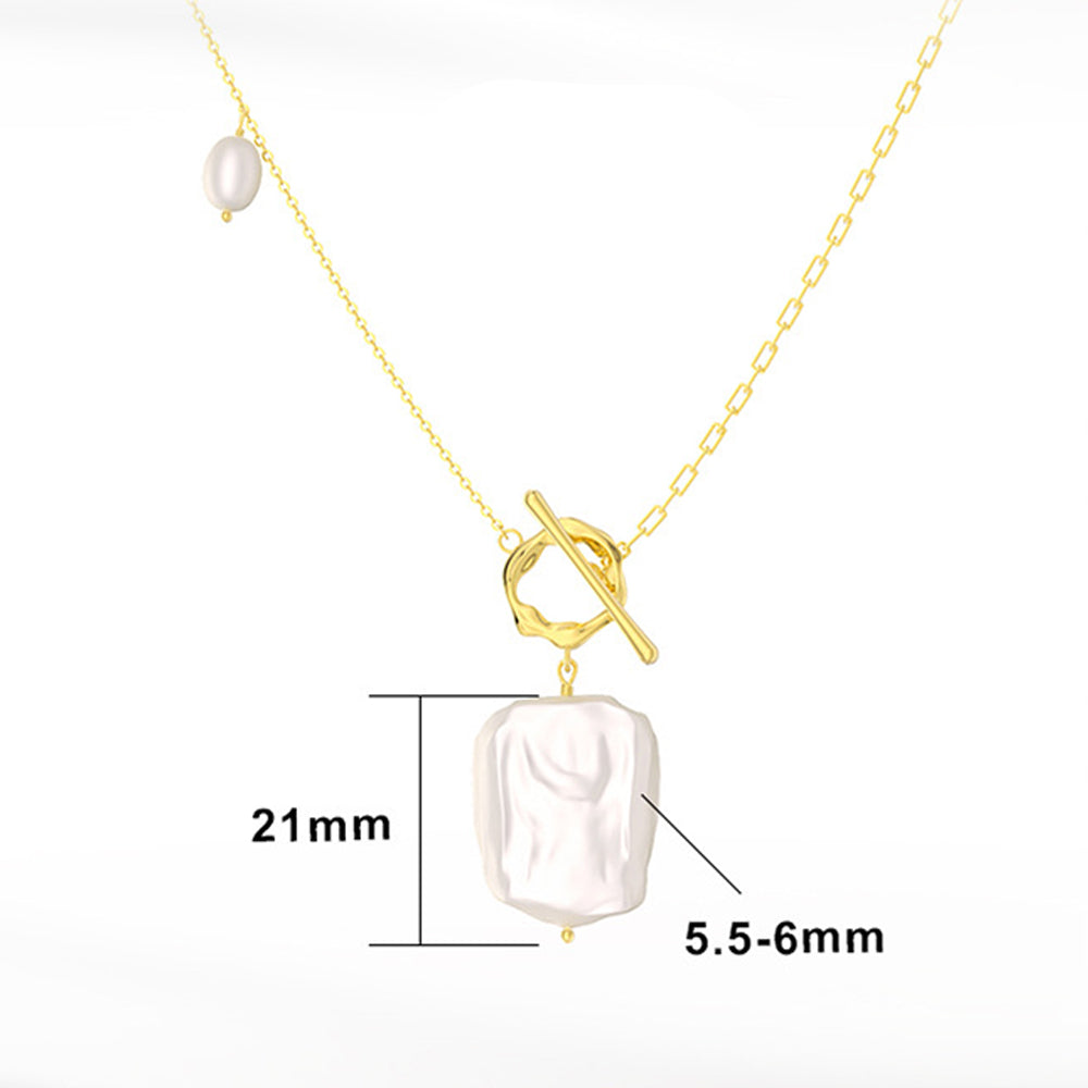 925 Sterling Silver Natural Pearl Necklace Fashion Jewelry Gift for Women Girls