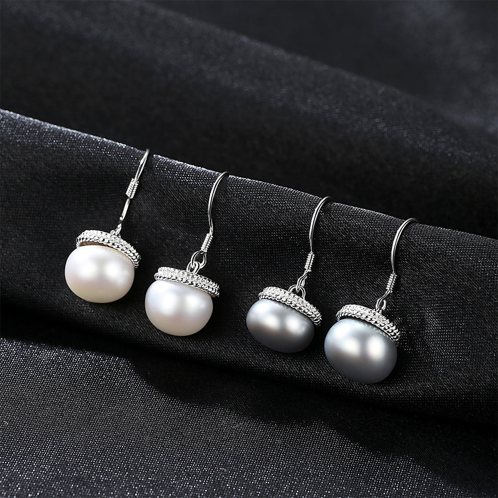 925 Sterling Silver Natural Pearl Drop Earrings Fashion Jewelry Gift for Women Girls