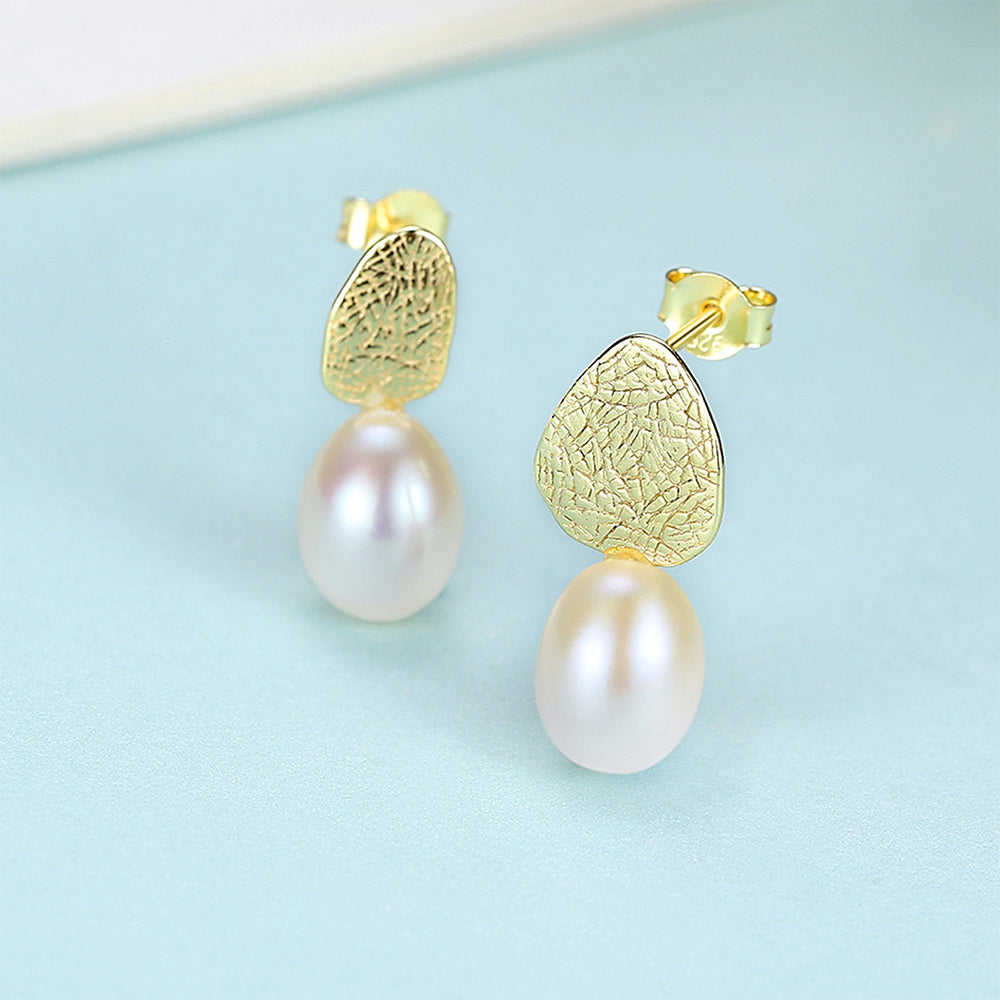 925 Sterling Silver Natural Pearl Drop Earrings Fashion Jewelry Gift for Women Girls