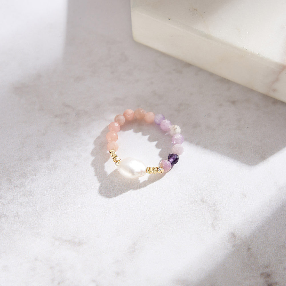 925 Sterling Silver Natural Pearl Ring Fashion Jewelry Gift for Women Girls
