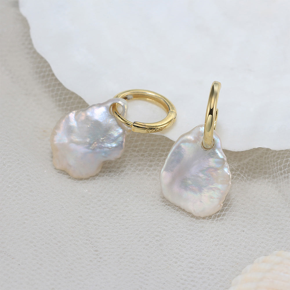 925 Sterling Silver Natural Pearl Earrings Fashion Jewelry Gift for Women Girl