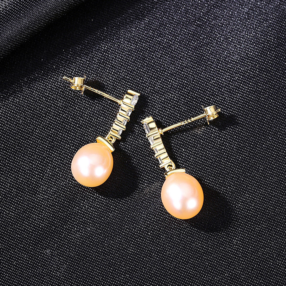 925 Sterling Silver Natural Pearl Drop Earrings Fashion Jewelry Gift for Women Girls